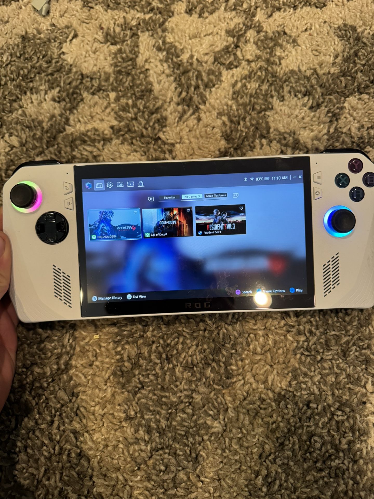 Asus ROG ally with the z1 extreme chipset 512gb handheld gaming PC