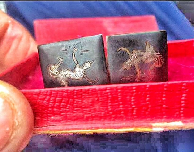 Neilloware sterling silver star of Siam cufflinks in orig box Bangkok Thailand