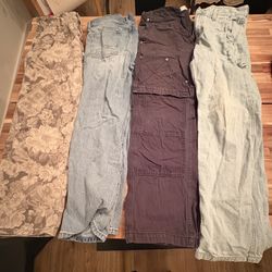 4 Pairs Of Pacsun Baggy Jeans/Cargos 