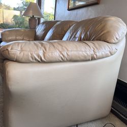 Ivory/Cream Leather Sofa