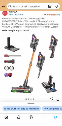 KIPMAX Upgraded Cordless Stick Vacuum Cleaner with Charging Station