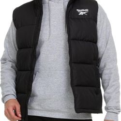 New Reebok Men’s Full Zip Puffer Vest, (Black) Size Large (NWT) 