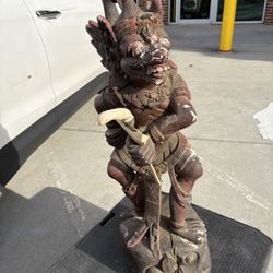Vintage Balinese Hand Carved Wooden Statue