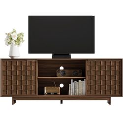 COLAMY TV Stand with Two Doors, Entertainment Center 59" with Adjustable Shelves and Storage, Mid-Century Modern TV Stand for 50/55/65 TV BRAND NEW