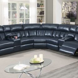New Navy Power Recliner Sectional Couch! Free Delivery 🚚! Financing Available!