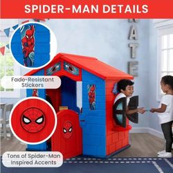 Marvel Spider-Man Plastic Indoor/Outdoor Playhouse with Easy Assembly by Delta Children, Blue/Red