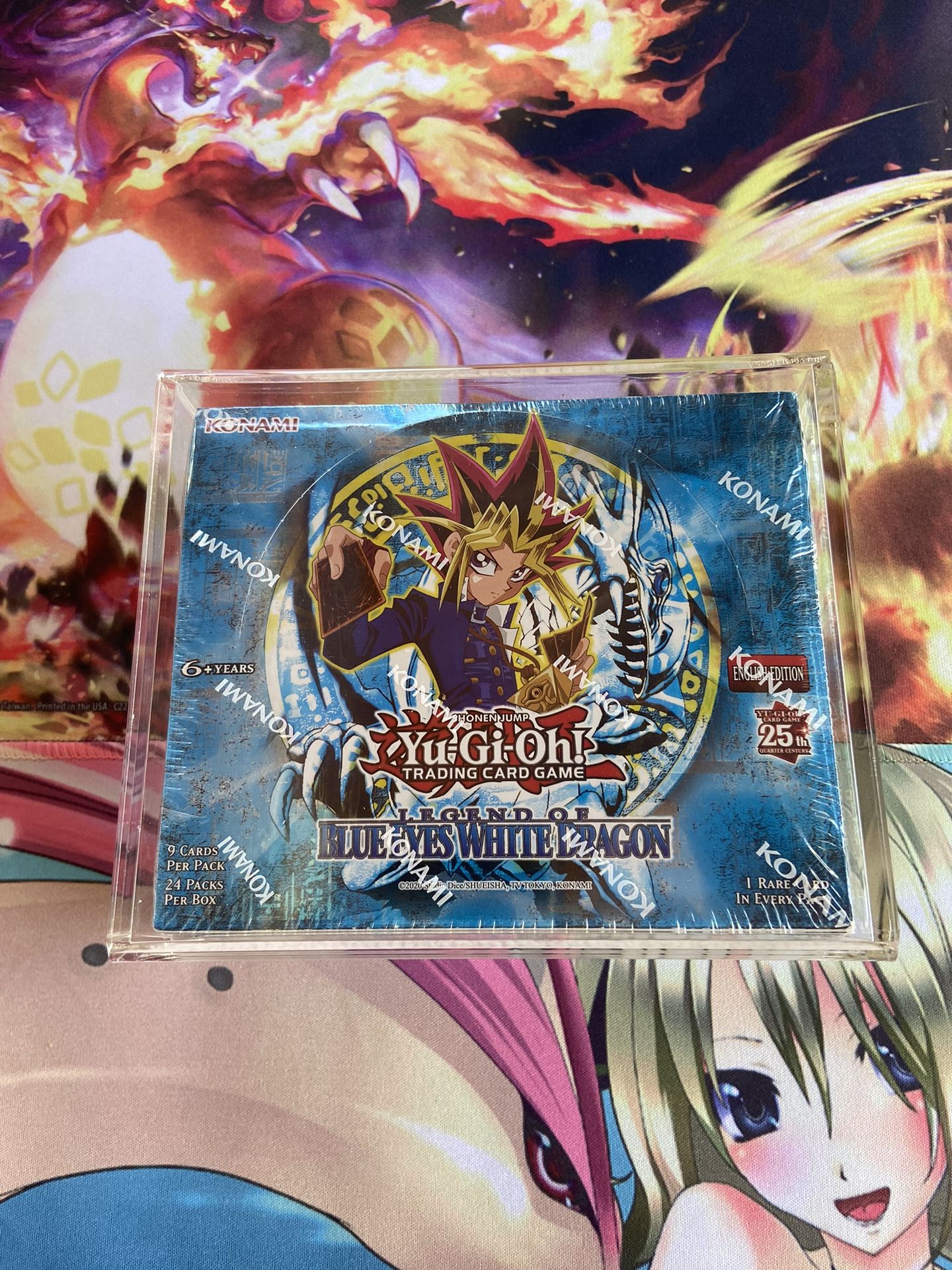Yugioh 25th Anniversary Legend Of Blue Eyes Booster Box w/ Acrylic Case
