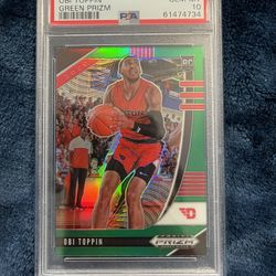 2020 Panini Prizm Draft Picks 47 Obi Toppin Green Prizm - PSA 10