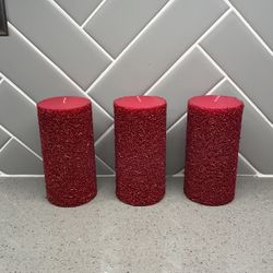 Beaded Pillar Candles-Ruby Red