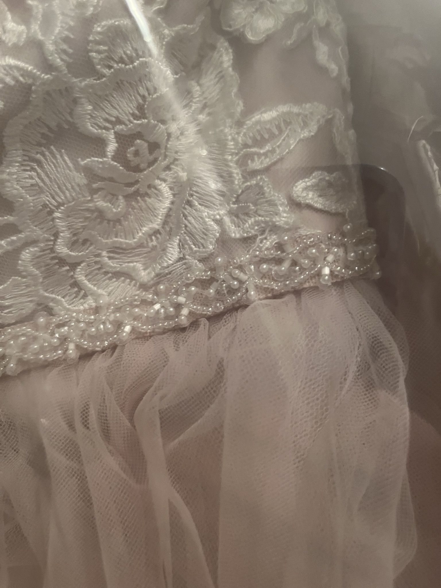 Blush/Ivory David’s Bridal Ballgown Wedding Dress