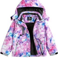 kids Girls Waterproof Ski Snow Jacket Fleece Raincoat Colorful Winter Coat Warm Hooded brand new/14~16years