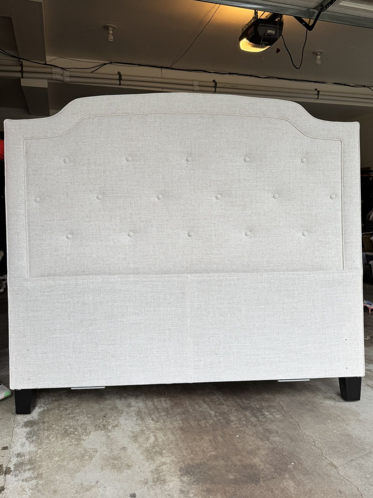 Oatmeal/Beige Upholstered Fabric Queen Size Headboard