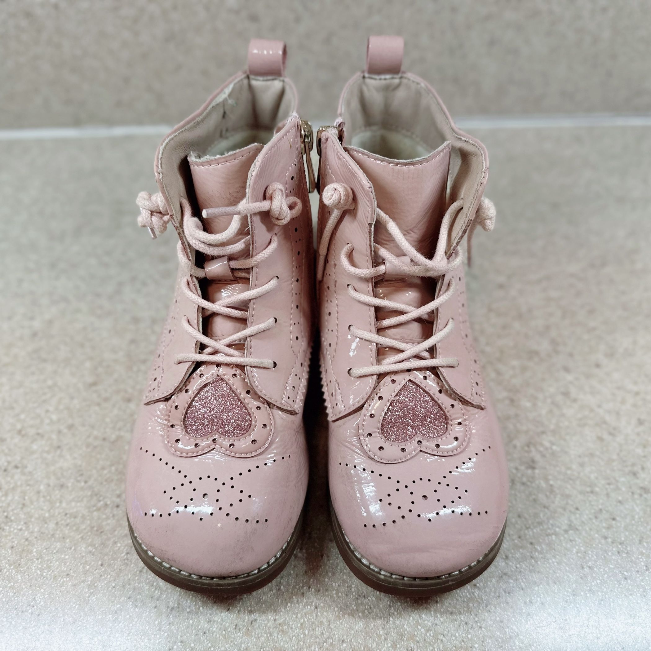 Little Girl’s Pink Glittery Lace-up Ankle Boots