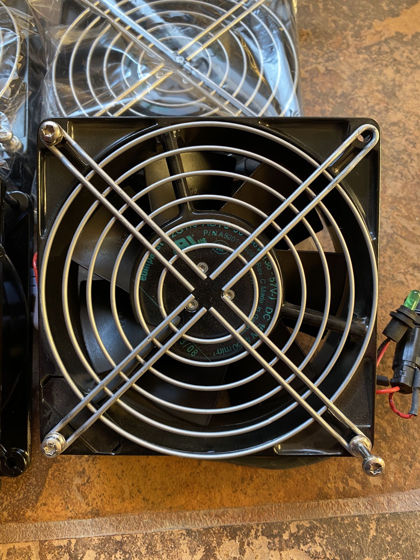 Computer cabinet fans. Hi output.