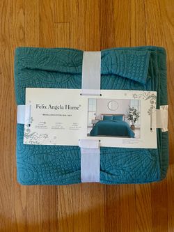 Teal/Turquoise 100% Cotton Quilt 3 Piece Set for Twin Bed