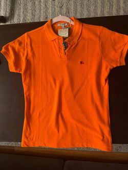 Burberry Orange Piqué Polo Shirt with Tags