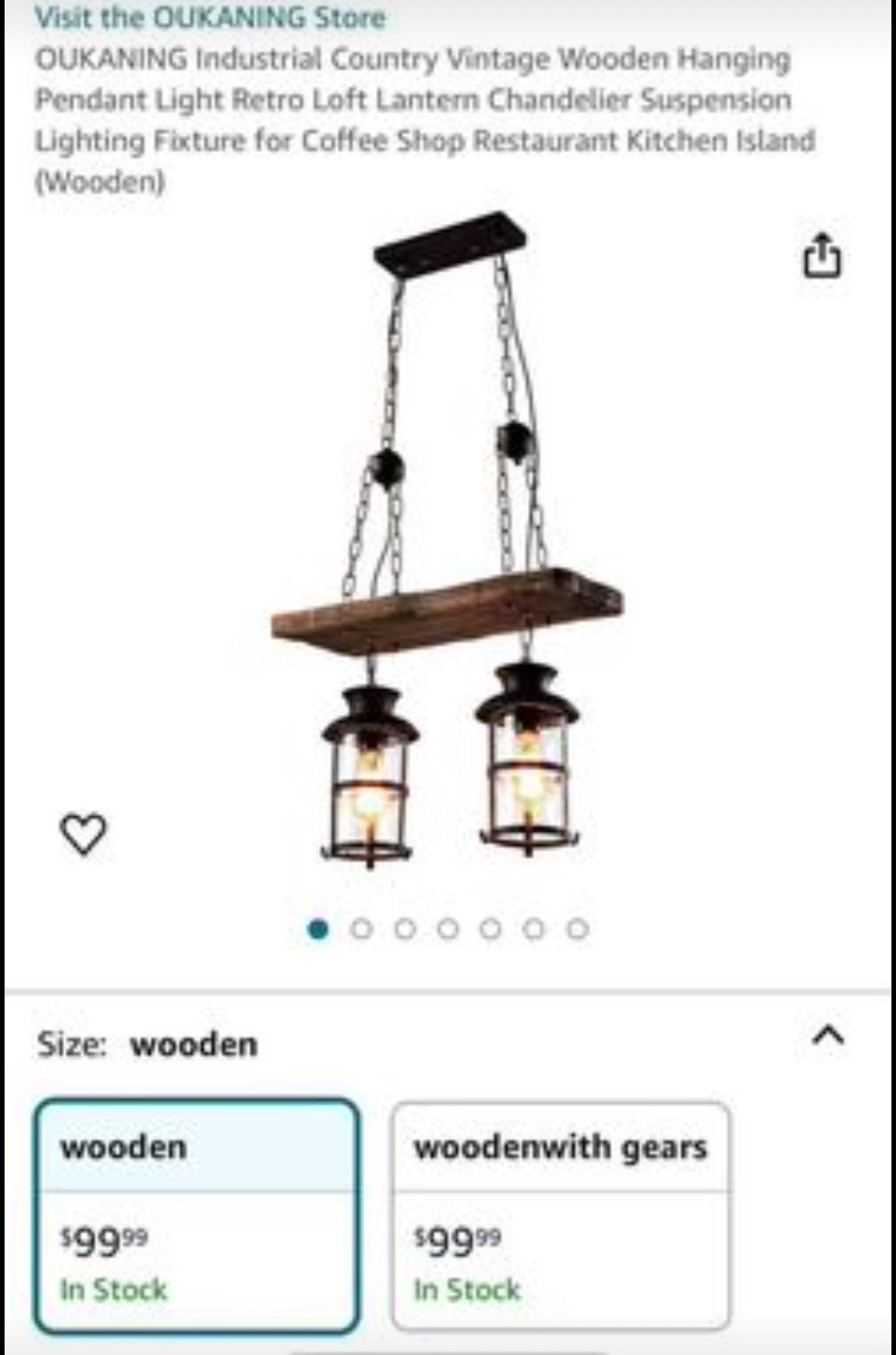 OUKANING Industrial Country Vintage Wooden Hanging Pendant Light