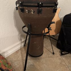 14” Djembe Drum Remo  with stand and case