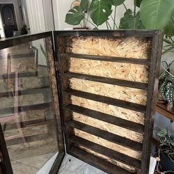 Large Handmade Wood Shelf Cabinet Glass Door 