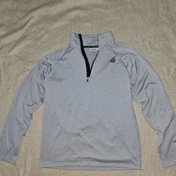 Men's Reebok Long Sleeve 1/4 Zip Pullover Jacket Size M Solid Gray Logo