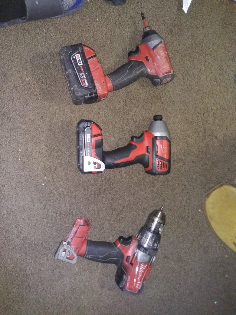 Milwaukee 18 volt impacts and drill.