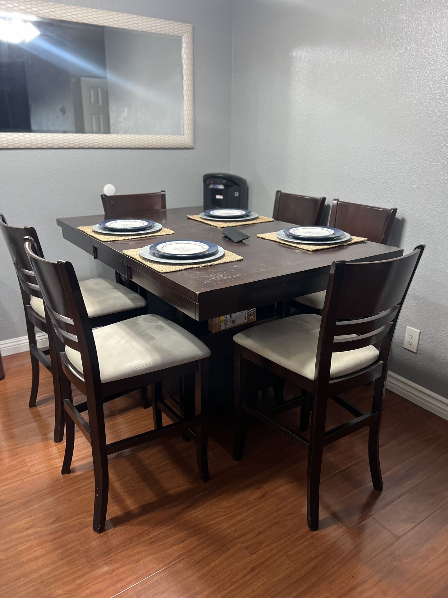7 Piece Wooden Dining Set For Sale