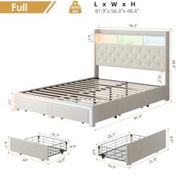 FULL 12” 📣📣📣📣DARK GRAY FABRIC HEADBOARD 📣📣📣📣