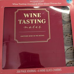 New Wine Tasting Notes Journal and Wine Glass Charms Set 200 Page Journal 6 Charms