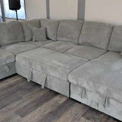New Sleeper Sectional Sofa Bed Couch with USB & Storage! Free Delivery 🚚! 