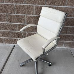 Alera Neratoli Series Mid-Back Swivel/Tilt Chair, White Faux Leather, Chrome Frame