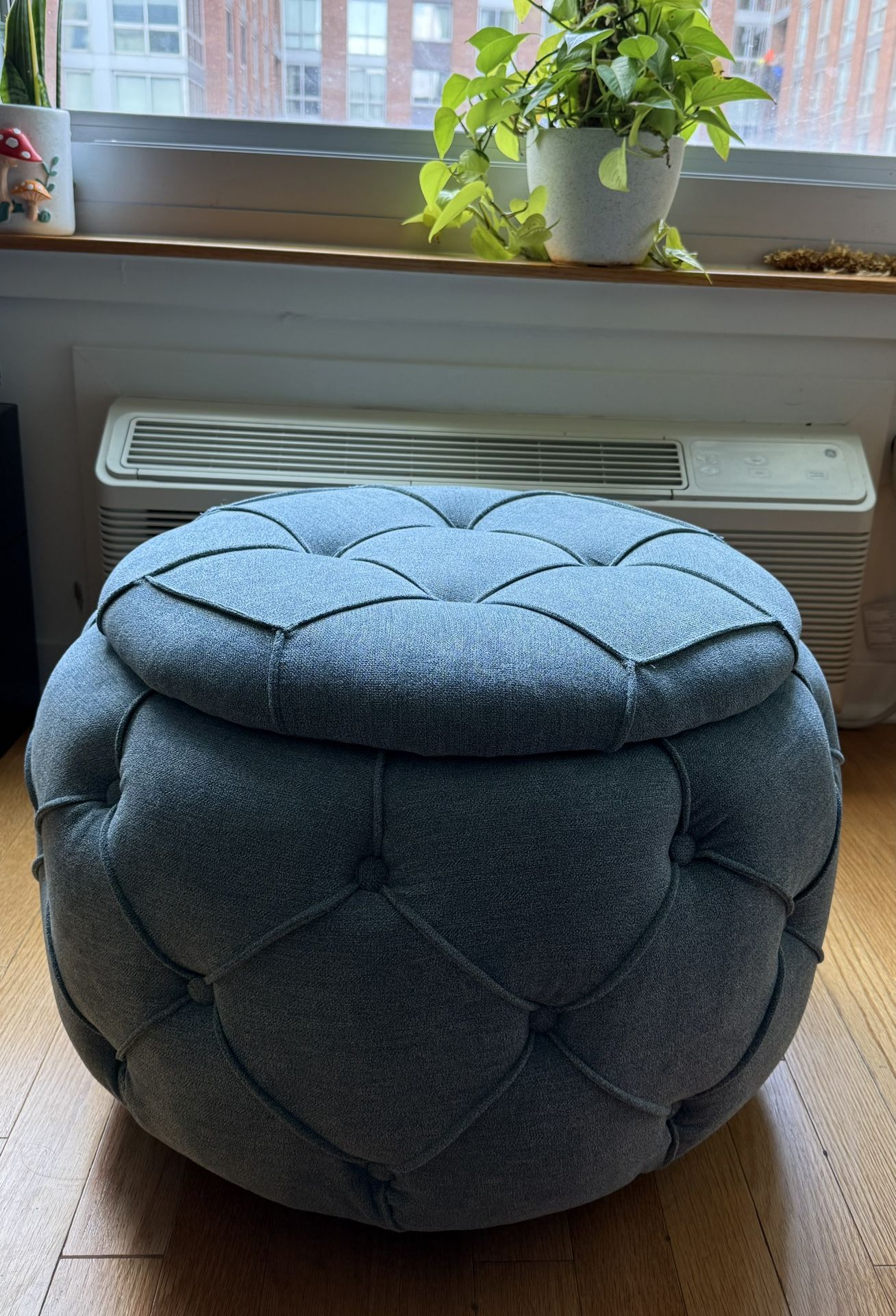 30" Wide Velvet Tuffed Round Storage Ottoman