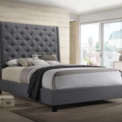 Chantilly Gray Upholstered King Bed


