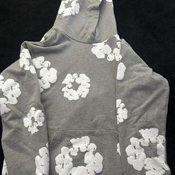 Gray denim tear hoodie