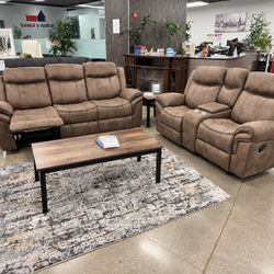 2 piece manual reclining sofa and loveseat set