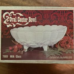 Milk Glass Oval Center Bowl