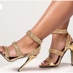 Shane Justin Cuban Link Heels (Gold) EURO 36/US 6