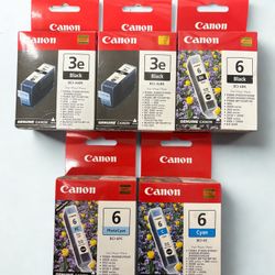 Genuine Canon Ink Cartridges – BCI-3e Black & BCI-6 (Black, Cyan, Photo Cyan) – New
