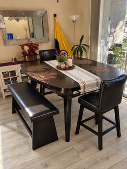 4-Piece Counter Height Dining Set with Bench