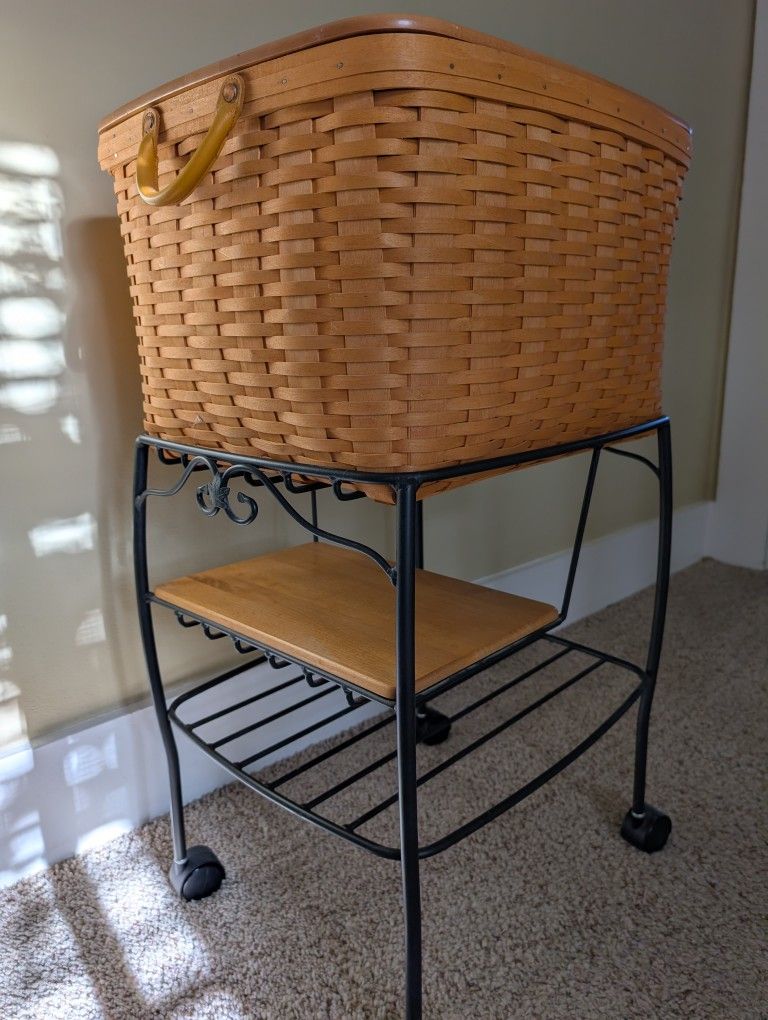 Longaberger File Basket with Wrought Iron Stand 
