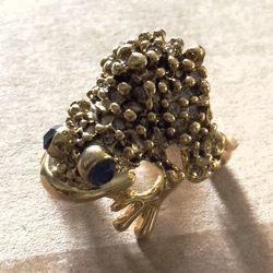 Gold Color Frog Ring Size 8