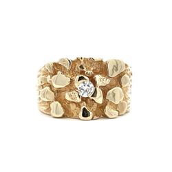 Designs 14k Diamond Nugget Ring 💍❤️🤙🏾 14k yellow gold nugget style ring. Center is set with a 0.27 carat round diamond with a clarity of VVS-2 and 