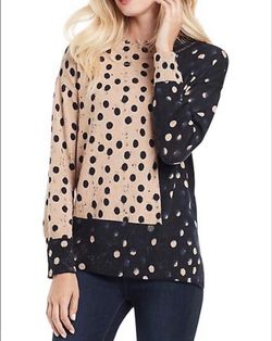 Nic+Zoe Polka Dot Cotton-Blend Sweater size Large