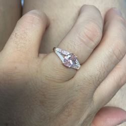 Sterling Silver Pink Quartz Ring 