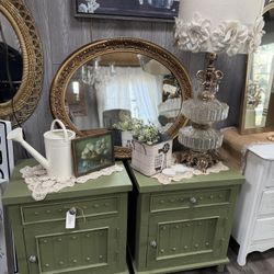 Aloe Vera Green Farmhouse Style Matching Nightstands 