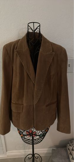 Tan Suede Genuine Leather Blazer Jacket
