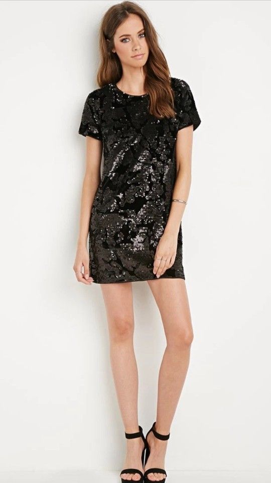 Black Sequin Modern Shift Dress