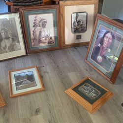 Vintage Framed Native American Wall Art 