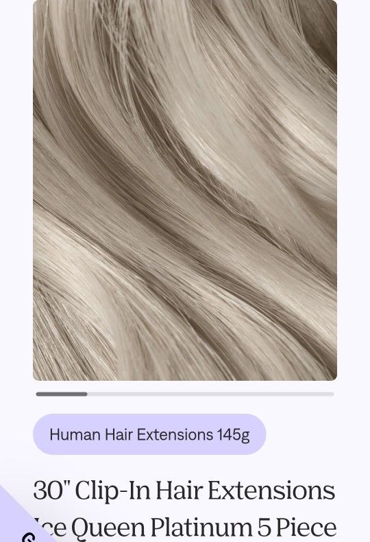 NEW. Zala 100% Real Remy 30" Platinum Ice Queen Clip-In Premium Haie Extensions.