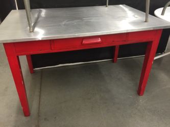 Red Farm Table stainless top