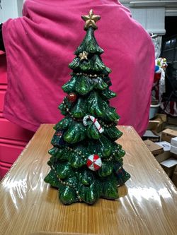 Ceramic Christmas Tree Figurine with Glitter